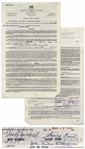 The Three Stooges Contract Signed by Moe Howard, Larry Fine & Joe DeRita From March 1963 With William Morris Agency -- 2pp. on 1 Sheet Measuring 8.5 x 13.75 -- Very Good